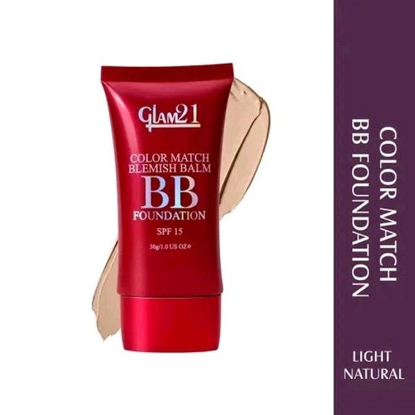 Glam 21 Glam21 Color Match BB Foundation SPF15  | Non-cakey Daily Use | Non-greasy & Lightweight | Long-lasting Radiant Makeover| 30gm - 01 Light Natural