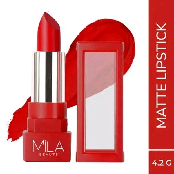 MILA BEAUTE MILA BEAUTÉ Matte Lipstick, Long Lasting Lipsticks for women, Red Lipstick, 4.2g (Full Panic - 510)
