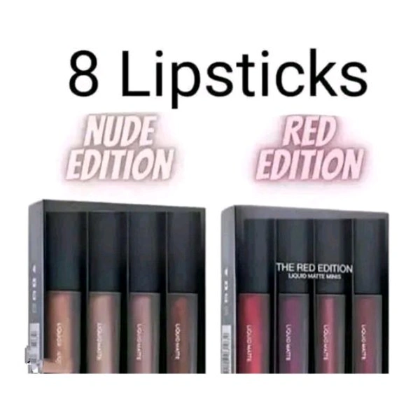  Brown Blush Matte Mini, Combo Of Different Color/ MatteLiquid/ LipstickPack of 8