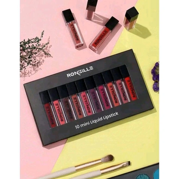 Silky Matte Mini Liquid Lipsticks Set Of 10 - Multicolor