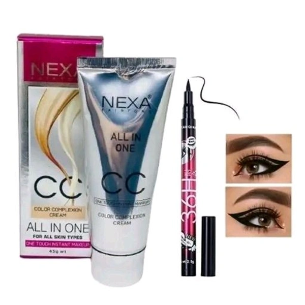 NEXA PROFESSIONAL CC ALL IN ONE FOUNDATION CREAM &36 H EYELINER  - Natural