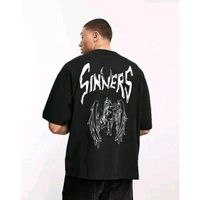 Men's Round Neck Oversized Half Sleeve Cotton Blend Loose Fit Baggy T-Shirt For Men | Plus Size Also Available - Black, L