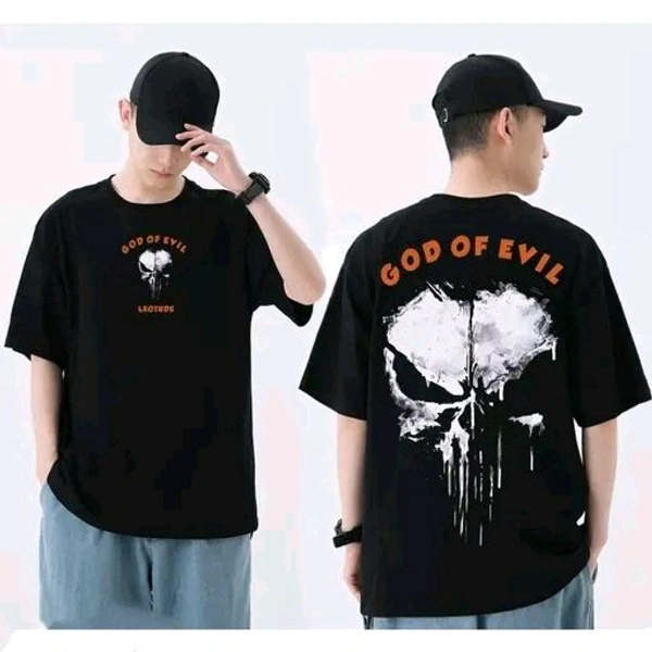 Trendy LEOTUDE's Men's Round Neck Half Sleeve Oversized Back Printed T-Shirt For Men | Plus Size Also Available - Black, S