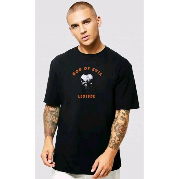 Trendy LEOTUDE's Men's Round Neck Half Sleeve Oversized Back Printed T-Shirt For Men | Plus Size Also Available - Black, M