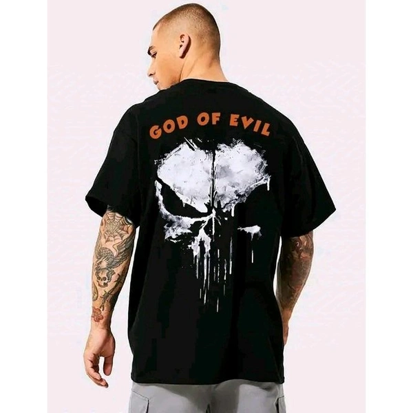 Trendy LEOTUDE's Men's Round Neck Half Sleeve Oversized Back Printed T-Shirt For Men | Plus Size Also Available - Black, XL