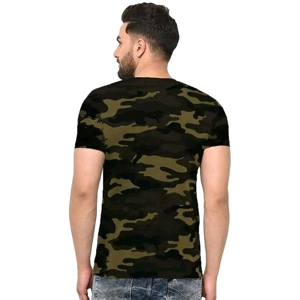 Men's Regular Fit Half Sleeve Camouflage T-shirt-Plus Size Also Available - Olive, XL