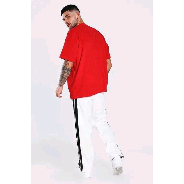 Oversized Round Neck Half Sleeve Men's T-Shirt | Plus Size Also Available - Red, 2XL