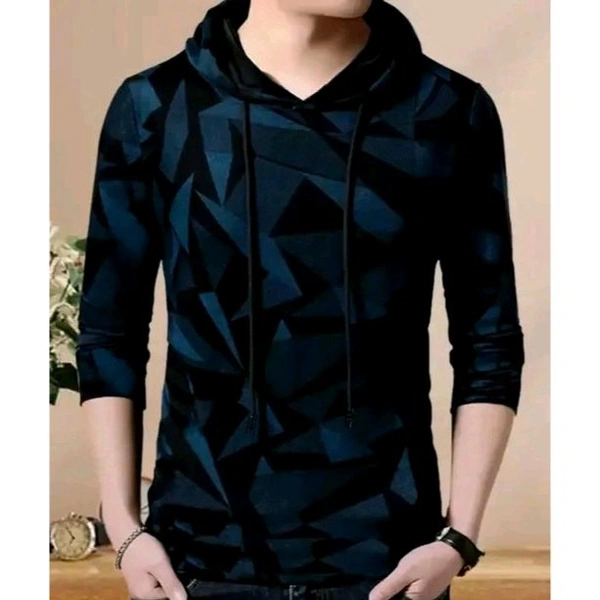 EX 9 Men's Hooded Tshirt - XXL, Navy Blue