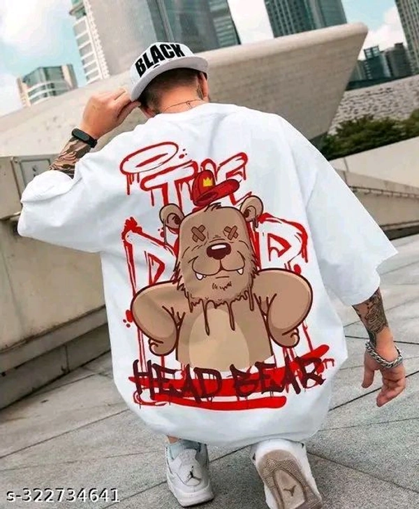 Back printed oversize Tshirt for men graphic print funky print - White, M