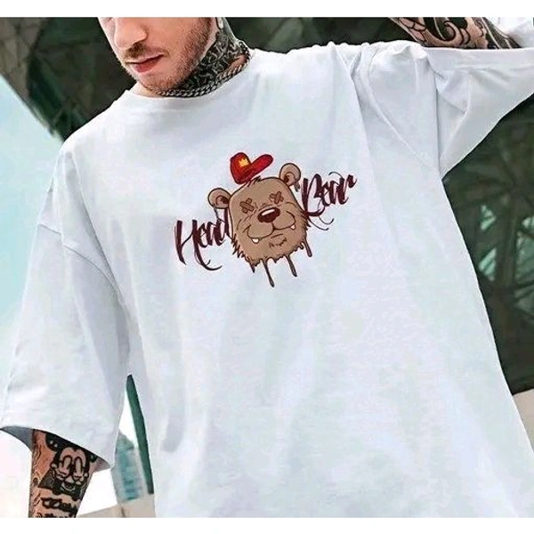 Back printed oversize Tshirt for men graphic print funky print - White, M