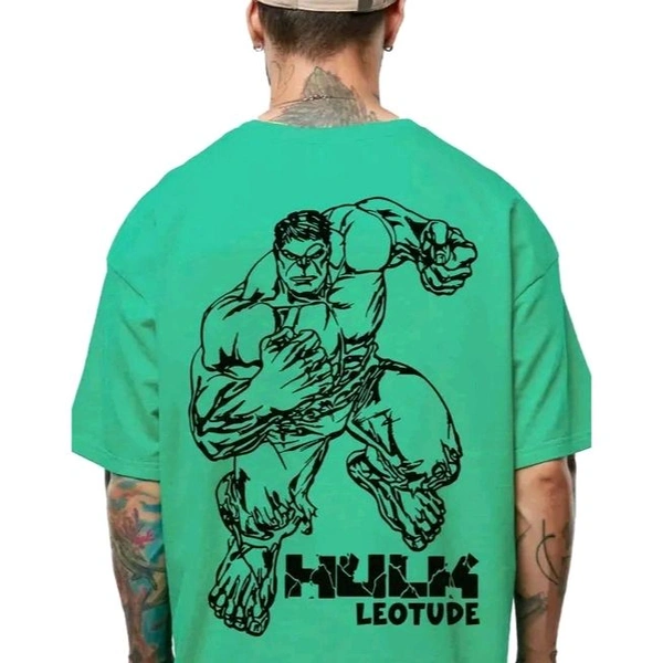 Round Neck Half Sleeve Oversized T-shirt | Plus Size Also Available - Green, M