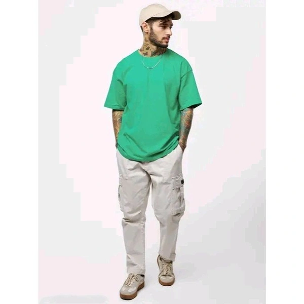 Round Neck Half Sleeve Oversized T-shirt | Plus Size Also Available - Green, XL