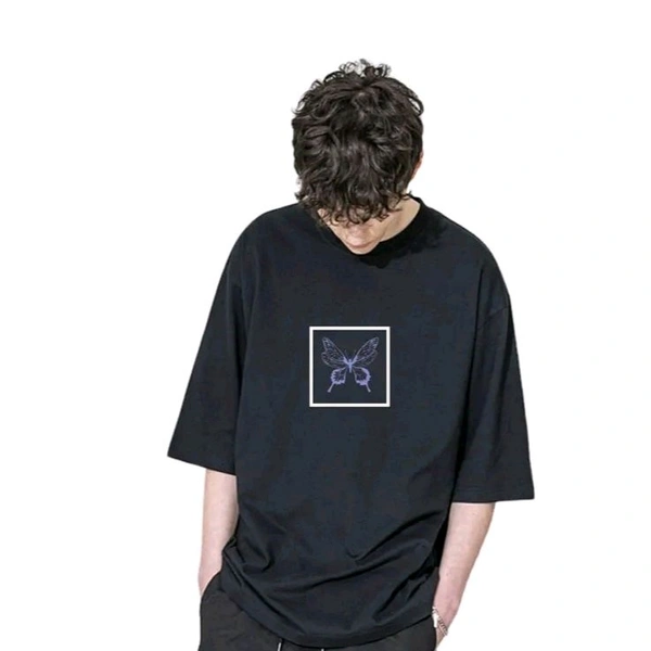 Cotton Betrayed Black 3/4 sleeve Oversized T shirt For Men - Black, S