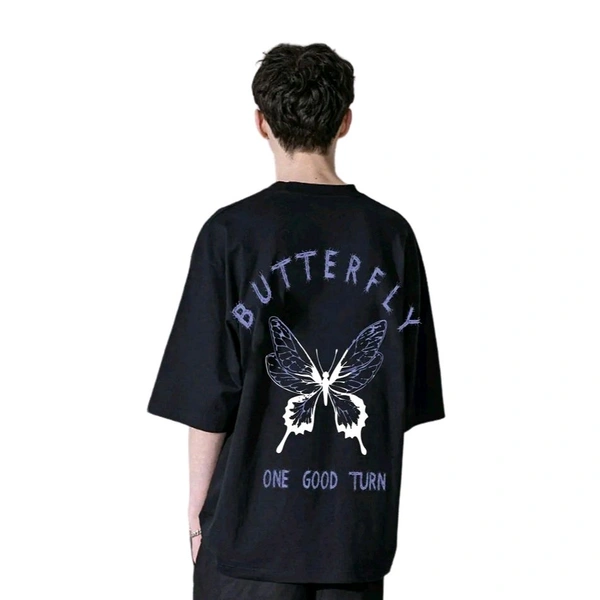 Cotton Betrayed Black 3/4 sleeve Oversized T shirt For Men - 2XL, Black