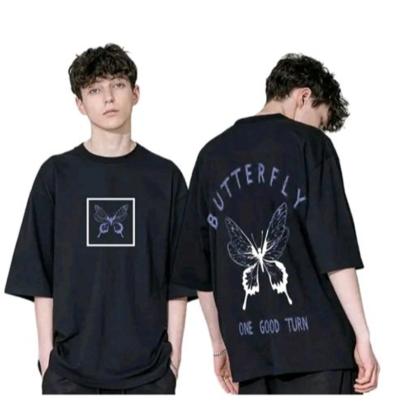 Cotton Betrayed Black 3/4 sleeve Oversized T shirt For Men - 2XL, Black