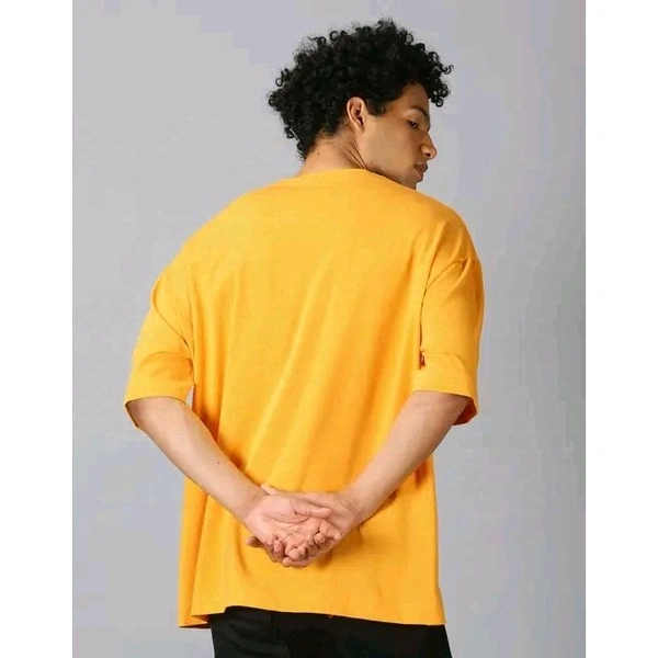 Men's Printed Round Yellow Tshirts - Yellow, L