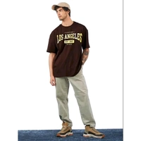 Oversize Cotton-Blend Half Sleeve T-Shirt for Men's | Plus Size Also Available - Brown, M