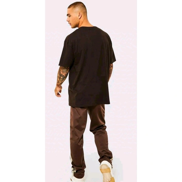 Oversize Cotton-Blend Half Sleeve T-Shirt for Men's | Plus Size Also Available - Brown, L