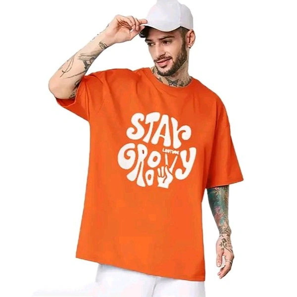 Stylish Sensational Oversized Printed Half Sleeve T-shirt | Plus Size Also Available - Orange, S