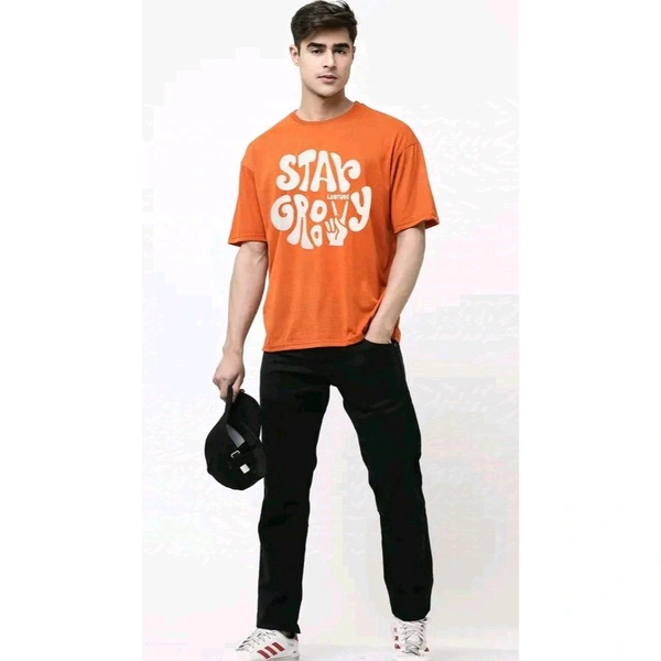 Stylish Sensational Oversized Printed Half Sleeve T-shirt | Plus Size Also Available - Orange, L