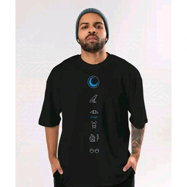 VOGUE OUTFIT Men's Superheroes Oversize Round Black Tshirts - Black, XS