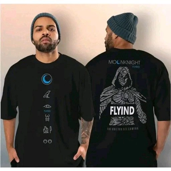 VOGUE OUTFIT Men's Superheroes Oversize Round Black Tshirts - L, Black