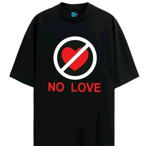 Cotttn Black No Love Oversized T shirt For Men - Black, L