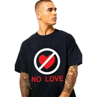 Cotttn Black No Love Oversized T shirt For Men - Black, L