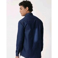 Deniyes Mens Silky Dark Blue Shirt - Blue, 4XL