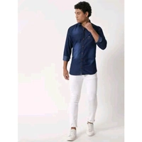 Deniyes Mens Silky Dark Blue Shirt - Blue, 5XL