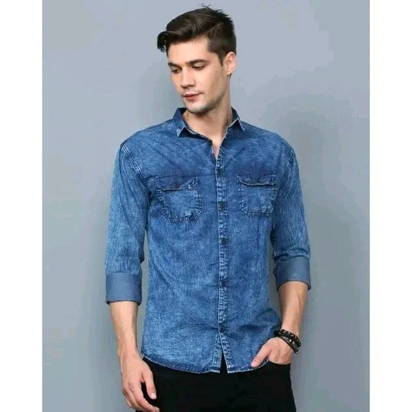 DENIM SHIRT FOR MEN - Blue, M