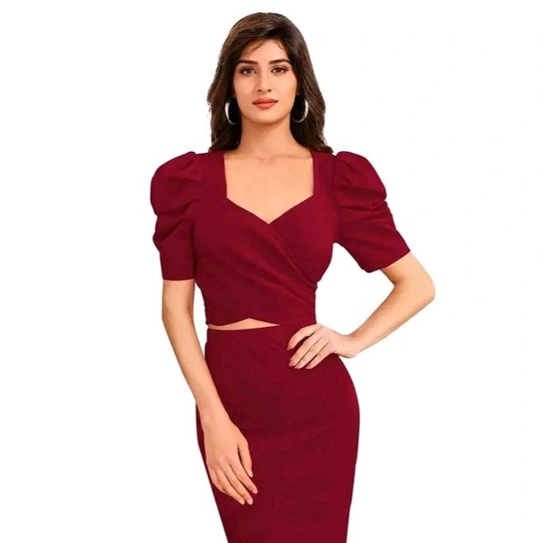 DHUNKI Women;s Two Piece Set - Maroon, S