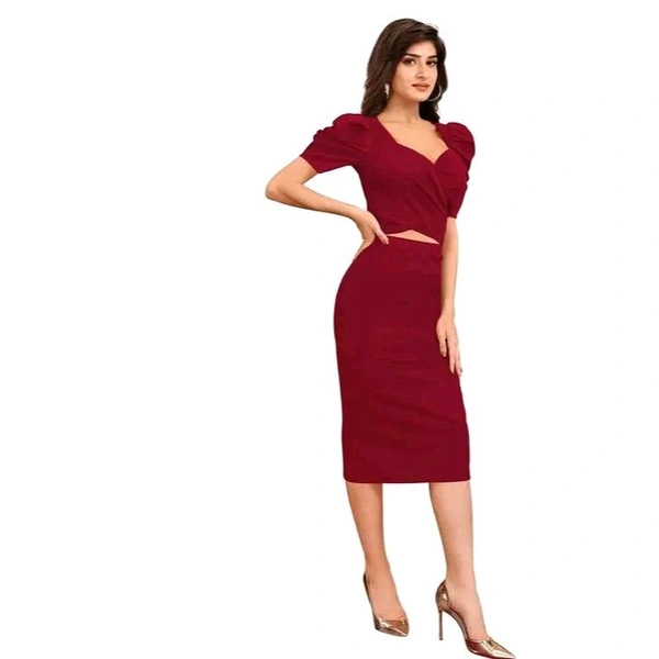DHUNKI Women;s Two Piece Set - Maroon, S