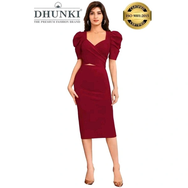 DHUNKI Women;s Two Piece Set - Maroon, XL
