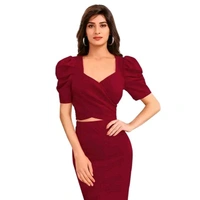 DHUNKI Women;s Two Piece Set - Maroon, XL