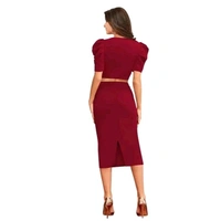DHUNKI Women;s Two Piece Set - Maroon, XL