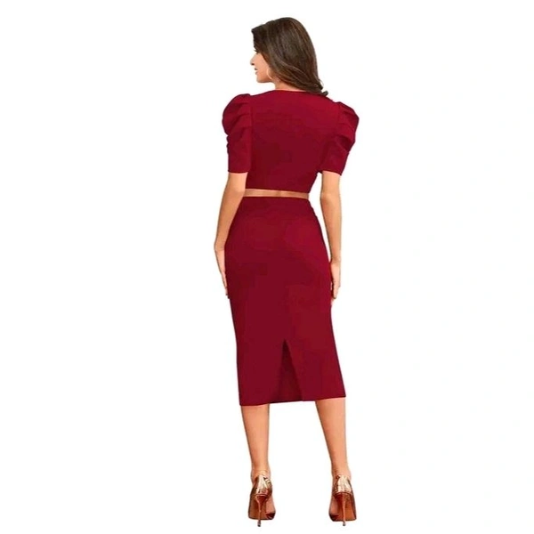 DHUNKI Women;s Two Piece Set - Maroon, XL