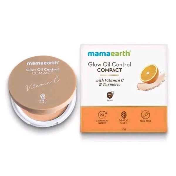 Mamaearth Glow Oil Control Compact SPF 30 with Vitamin C & Turmeric for 2X Instant Glow - 01 Ivory Glow - 9 g
