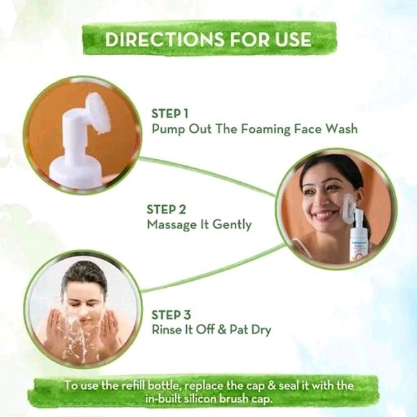 Mamaearth Vitamin C Foaming Face Wash with brush, Combo Pack with Refill for Skin Illumination - 150 ml + 150 ml