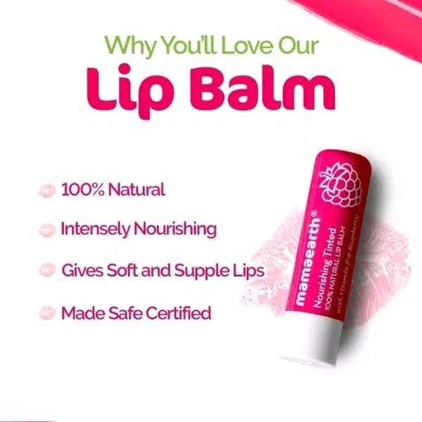 Mamaearth Nourishing Tinted 100% Natural Lip Balm with Vitamin E and Raspberry - 4 g