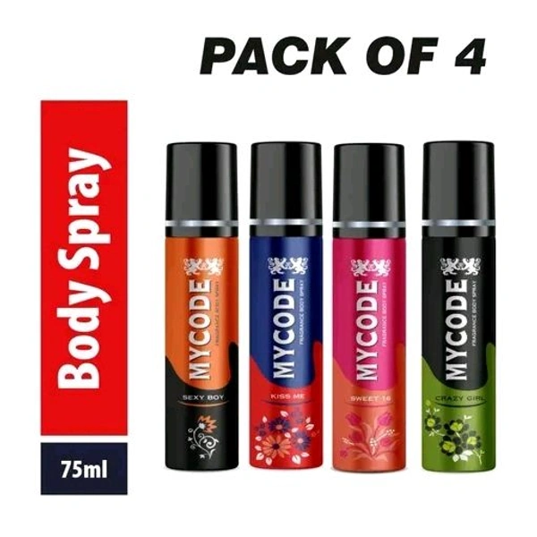 indkus nexa MYCODE Fragrance Body Spray (Pack Of 4)