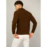 Kvetoo Men's Stripe Half zipper Men Brown Sweaters - M, Brown