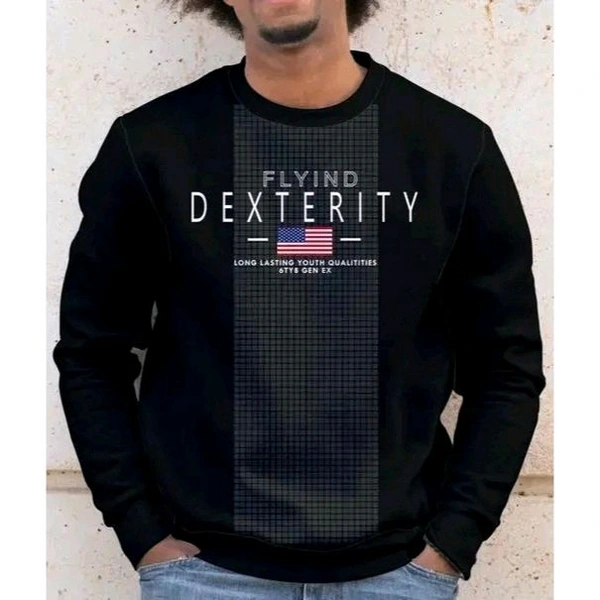 Men's Graphic Pullovers Black Sweatshirts - Black, L