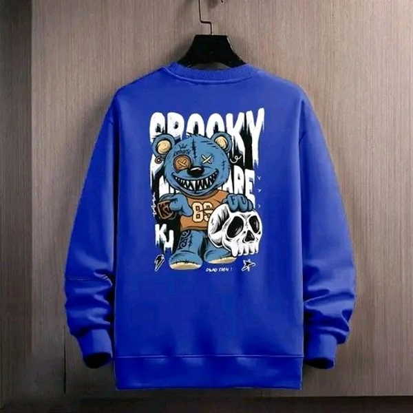 Men's Funky Print Pullovers Blue Sweatshirts - Blue, M