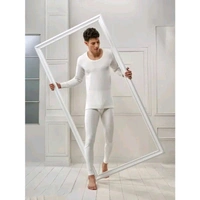 Men's Solid White Thermals - White, M