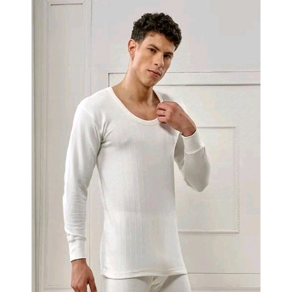 Men's Solid White Thermals - White, XXL