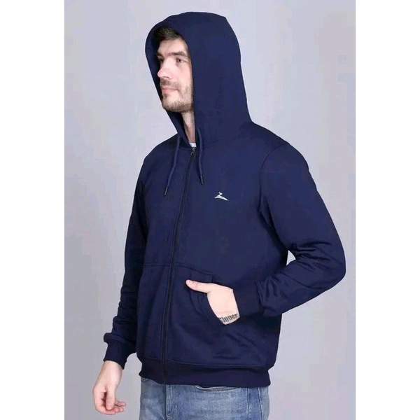 ZEFFIT Trending sweatshirt winter for men | Men Sweatshirt | Men Polyester Sweatshirt | Casual Stylish Full Sleeve Solid Hoodie Neck Sweatshirt For Men - M, Navy Blue