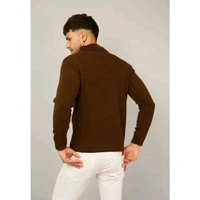 Kvetoo Men's Stripe Half zipper Men Brown Sweaters - M, Brown