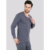 Men's Printed Navy Blue Thermals - Navy Blue, S