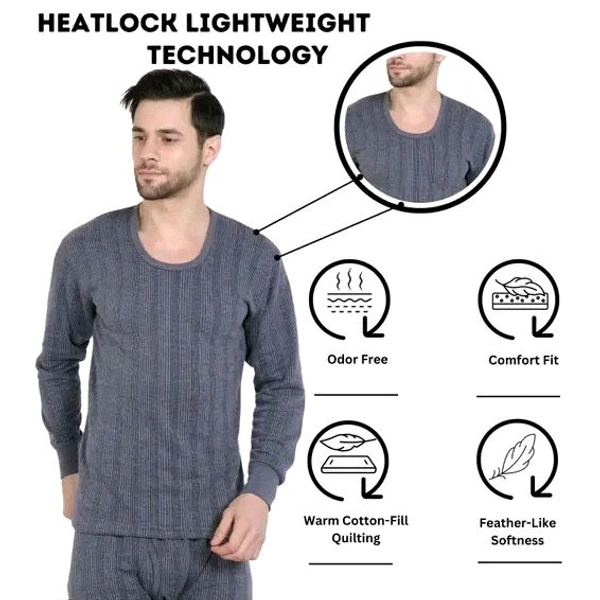 Men's Printed Navy Blue Thermals - Navy Blue, L